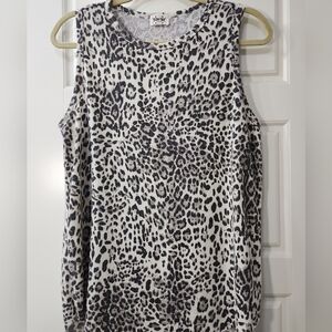 Texas True Threads Leopard Print Sleeveless Tank Top Size Large